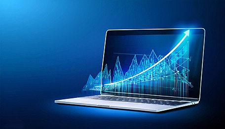 pngtree-a-low-poly-wireframe-laptop-displaying-rising-graph-on-blue-background-image_16663860